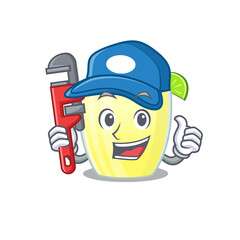 Poster - cartoon character design of daiquiri cocktail as a Plumber with tool