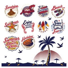 Poster - set of summer holiday labels