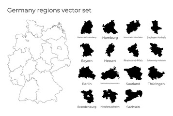 Sticker - Germany map with shapes of regions. Blank vector map of the Country with regions. Borders of the country for your infographic. Vector illustration.