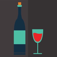 Poster - wine bottle and glass