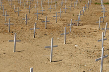 1918 Influenza Pandemic. Simple Unmarked Crosses Commemorate Those Who Died In San Lorenzo, California In The Pandemic Of 1918 And 1919.