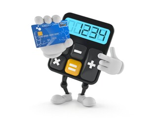 Canvas Print - Calculator character holding credit card