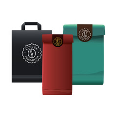 Poster - elegant colors coffee paper bags packings products