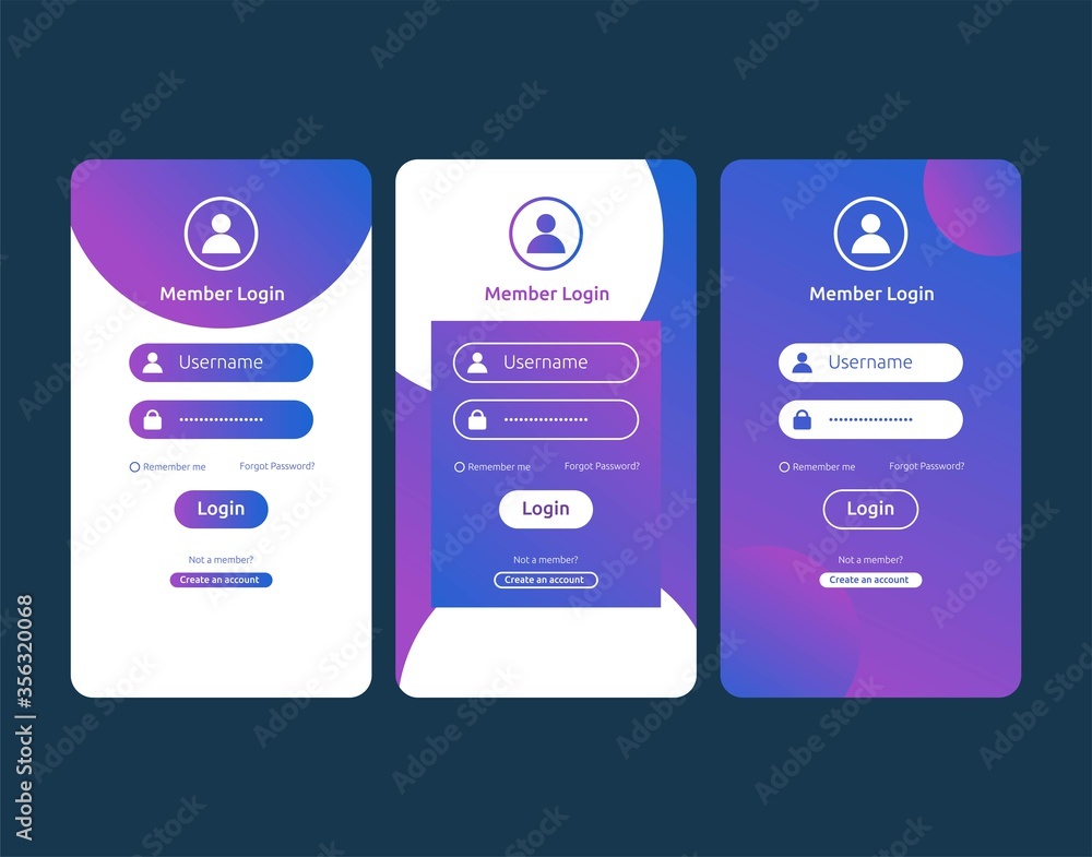 User Interface Kit Login Form Template Design Stock Vector | Adobe Stock
