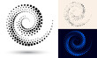 © Mykola Mazuryk - Halftone spiral as icon or background. Black abstract vector as frame with quadrangles for logo or emblem. Twirl  border isolated on the white background for your design.