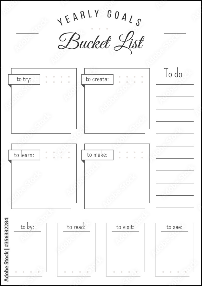 Yearly goals minimalist planner page design Stock Vector | Adobe Stock