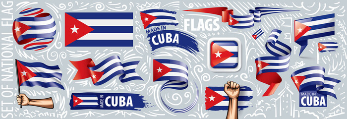 Wall Mural - Vector set of the national flag of Cuba in various creative designs