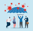 © Gstudio - businesspeople with masks and umbrella design of bankruptcy and covid 19 virus theme Vector illustration