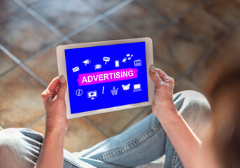 Advertising concept on a tablet