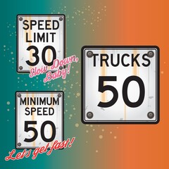 Canvas Print - set of road signs