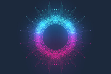 Wall Mural - quantum computer technology concept. sphere explosion background. deep learning artificial intellige