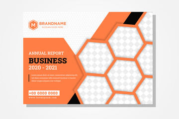 Wall Mural - the design of annual report book cover for business use horizontal layout and combination four color