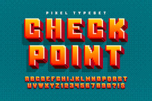 Pixel Vector Alphabet Design, Stylized Like In 8-bit Games.