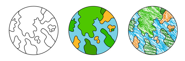 Wall Mural - cute earth isolated. set of vector earth icons.
