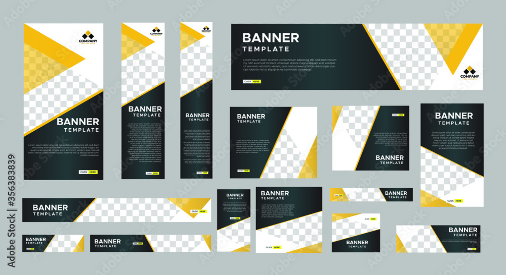 set of creative web banners of standard size with a place for photos ...