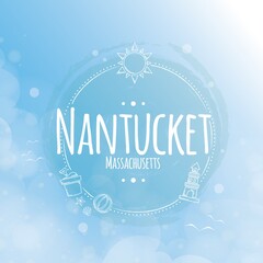 Wall Mural - nantucket beach label