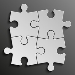 Fototapete - Four sided 3d puzzle presentation infographic template with explanatory text field for business statistics