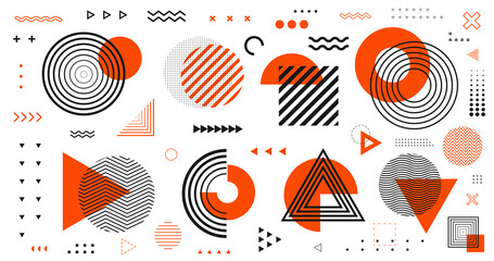 Poster - Collection of geometric shapes. Retro graphic elements. Trendy memphis style pattern.