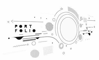 Wall Mural - Abstract banner with Portfolio Calligraphic line art text poster with space of your text, vector illustration Design.