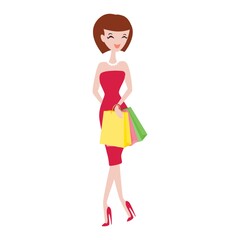 Canvas Print - fashionable woman with shopping bags