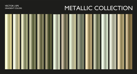Wall Mural - Metal gradient. Metallic yellow gold, silver, bronze colorful palette texture set. Holographic background template for screen, mobile, banner, label, tag.  Chrome texture surface.