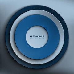 Wall Mural - Abstract vector background. Blue paper circles. Round paper frame. Isolated with realistic light and shadow on the light panel. Vector illustration. Eps10.