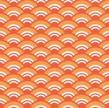 Japanese Style Retro Vintage Seamless Pattern Background Orange Scale Wave Cross