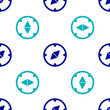 © Kostiantyn - Blue Compass icon isolated seamless pattern on white background. Windrose navigation symbol. Wind rose sign. Vector Illustration.
