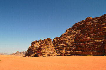 The amazing landscape of the Wadi Rum Desert in Jordan