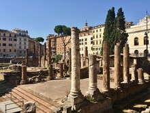 Largo Di Torre Argentina, Rome, Italy.It Is A Square With Four Roman Republican Temples And The Remains Of Pompey's Theatre. It Is In The Ancient Campus Martius.