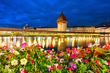 Wall Mural - Kapellbrucke Bridge, Wasserturm Tower, Lucerne