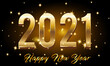 Golden Happy New Year 2021 With Burst Glitter on Black Colour Background Illustration - Golden New Year 2021 With Burst Glitter on Black Color Background Vector