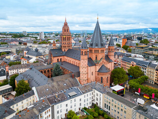 Mainz cathedral aerial view, Germany