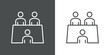 © teracreonte - Concepto de negocios. Símbolo de trabajo en equipo. Icono plano lineal en fondo gris y fondo blanco