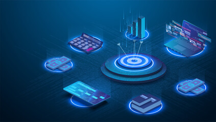 Wall Mural - financial business strategy management concept. can use for web banner, infographics. budget account