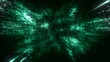 © remotevfx - 3D illustration of green futuristic abstract digital virtual reality matrix particles grid cyber space sci-fi and fantasy symmetry environment technology flyer background