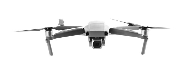 Wall Mural - Modern drone with camera isolated on white