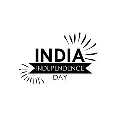 Poster - Lettering design of india independence day with decorative ribbon and bursts, silhouette style