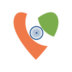 Poster - heart with india flag design, flat style