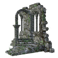 3D Rendered Fantasy Medieval Castle Ruins - 3D Illustration