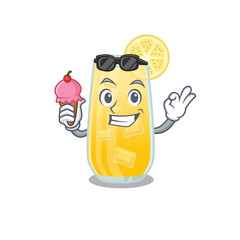 Sticker - A cartoon drawing of screwdriver cocktail holding cone ice cream