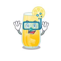 Poster - screwdriver cocktail mascot design swims with diving glasses