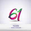 © Vectorideas - 61st anniversary celebration logotype green and red colored. ten years birthday logo on white background.