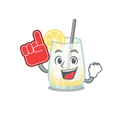 Sticker - Tom collins cocktail in cartoon drawing character design with Foam finger