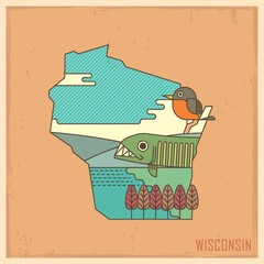 Poster - wisconsin state map