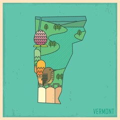 Poster - vermont state map