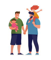 Wall Mural - A set of LGBT couples and couples with children, gays, lesbians, a traditional pregnant couple. Relations and rights of homosexual partners. Vector illustration in a flat cartoon style.