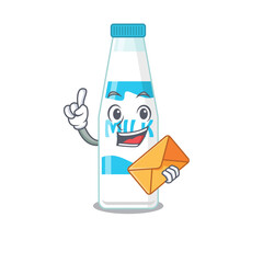 Wall Mural - A picture of cheerful bottle of milk cartoon design with brown envelope