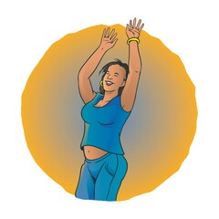 Poster - woman jumping in the air cheerfully