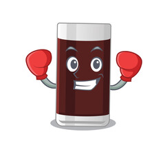 Wall Mural - Mascot design of glass of chocolate as a sporty boxing athlete